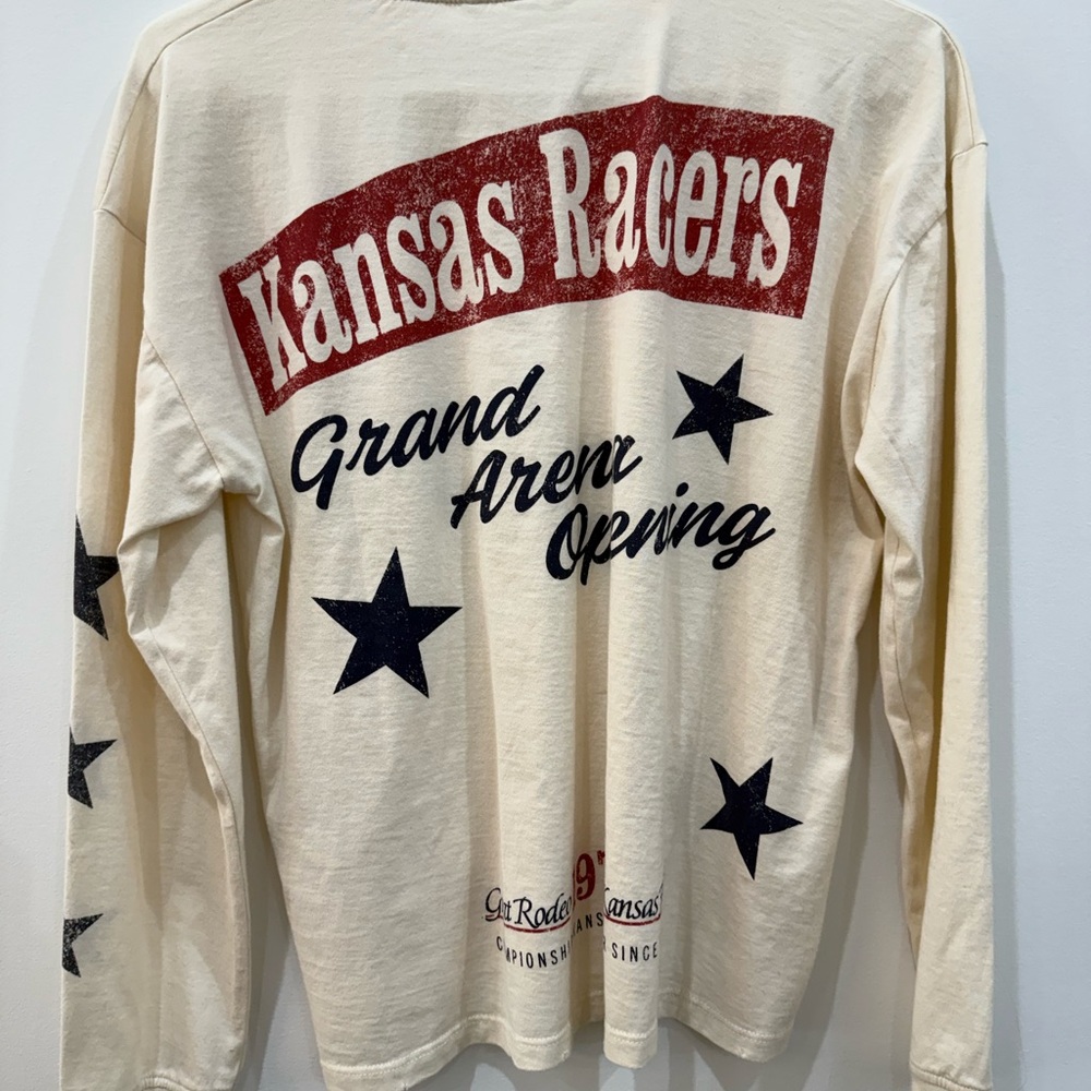 Zara Cream Long Sleeve Tee with Red & Black Graphic - Picture 2 of 3